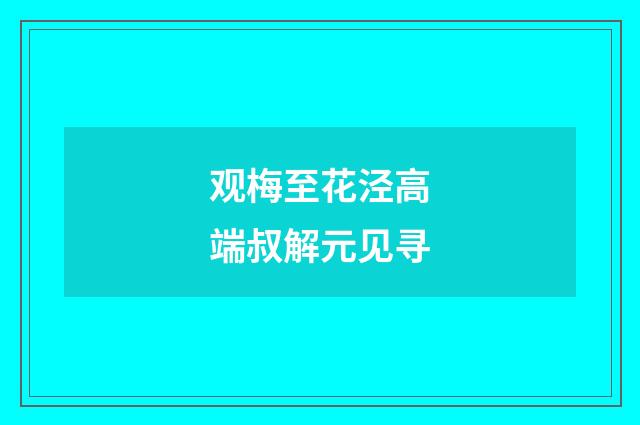 观梅至花泾高端叔解元见寻