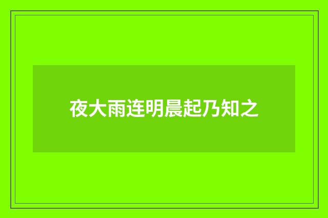 夜大雨连明晨起乃知之