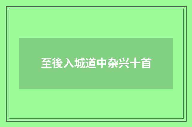 至後入城道中杂兴十首