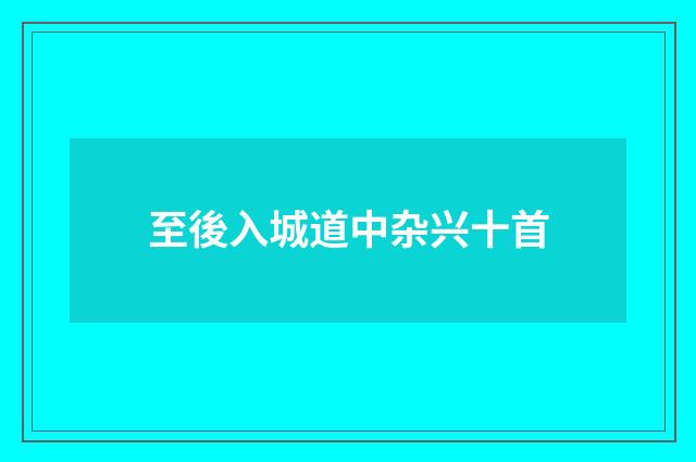 至後入城道中杂兴十首