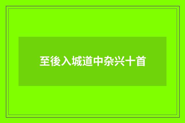 至後入城道中杂兴十首