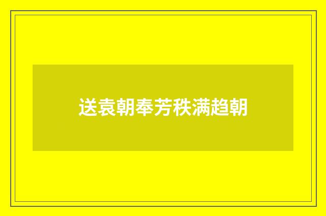 送袁朝奉芳秩满趋朝
