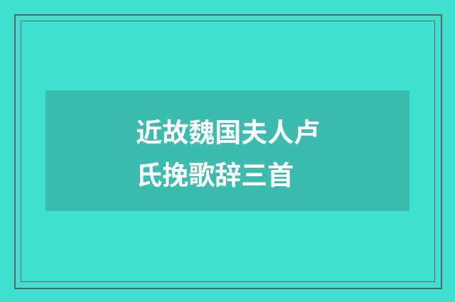 近故魏国夫人卢氏挽歌辞三首