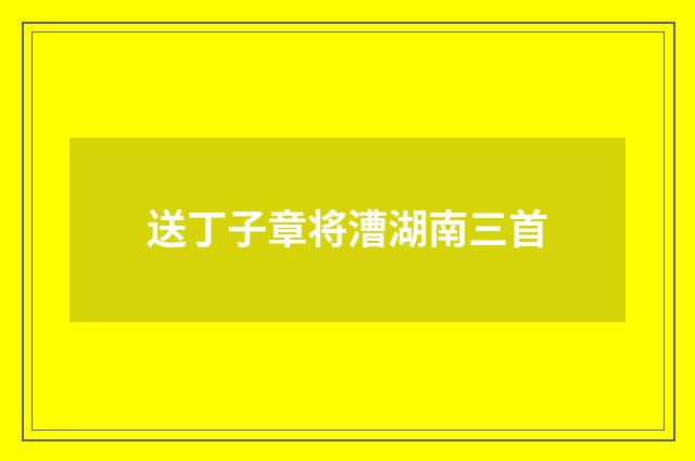 送丁子章将漕湖南三首