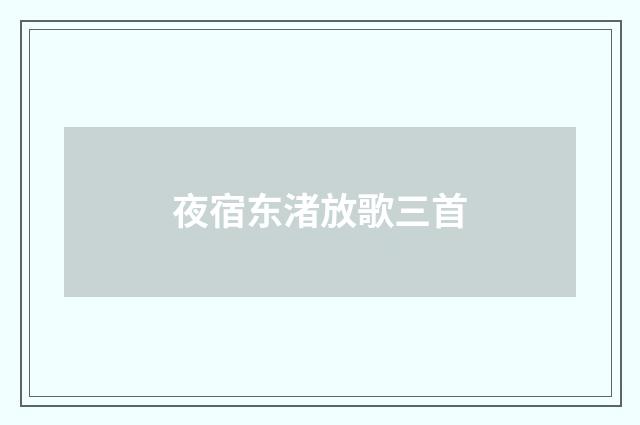 夜宿东渚放歌三首