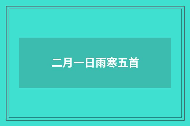 二月一日雨寒五首