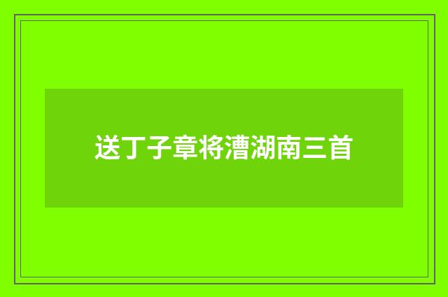 送丁子章将漕湖南三首