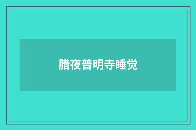 腊夜普明寺睡觉