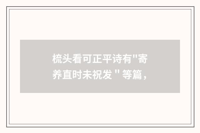 梳头看可正平诗有
