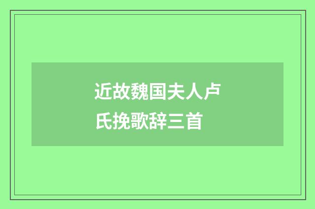 近故魏国夫人卢氏挽歌辞三首
