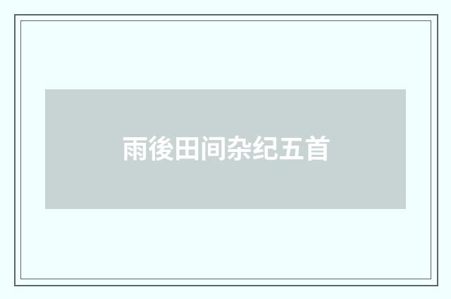 雨後田间杂纪五首