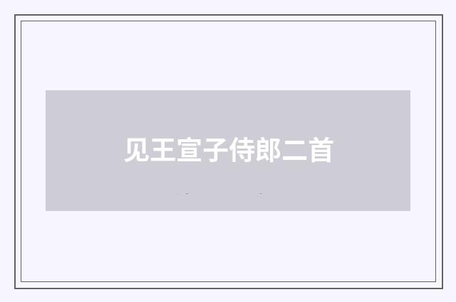 见王宣子侍郎二首