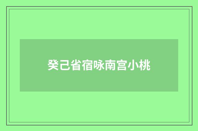 癸己省宿咏南宫小桃