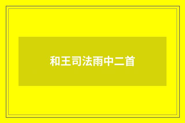 和王司法雨中二首