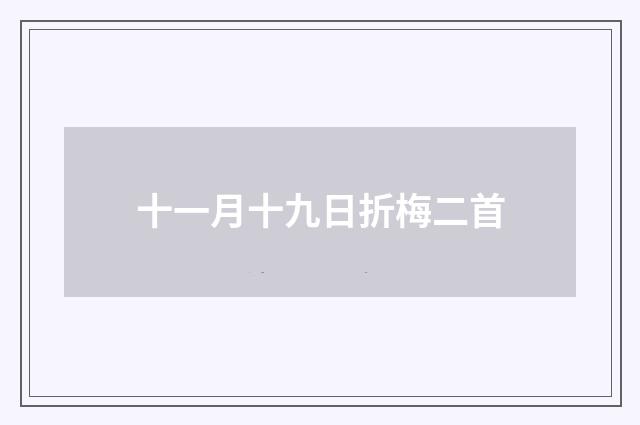十一月十九日折梅二首
