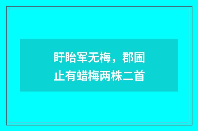 盱眙军无梅，郡圃止有蜡梅两株二首