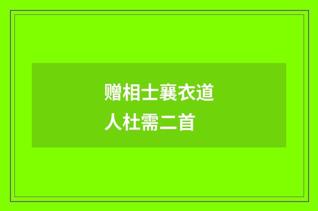 赠相士襄衣道人杜需二首