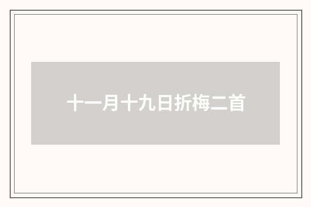十一月十九日折梅二首