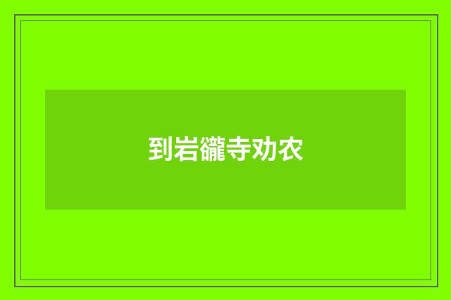 到岩豅寺劝农