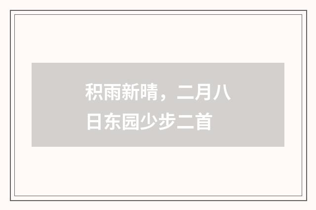 积雨新晴，二月八日东园少步二首