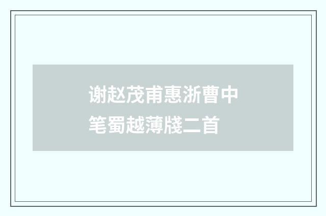 谢赵茂甫惠浙曹中笔蜀越薄牋二首