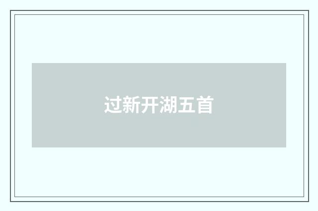 过新开湖五首