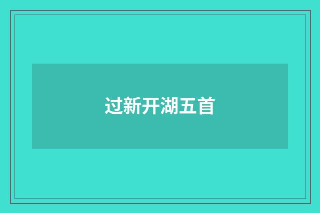 过新开湖五首