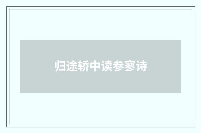 归途轿中读参寥诗