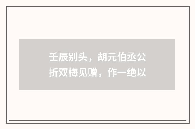 壬辰别头，胡元伯丞公折双梅见赠，作一绝以