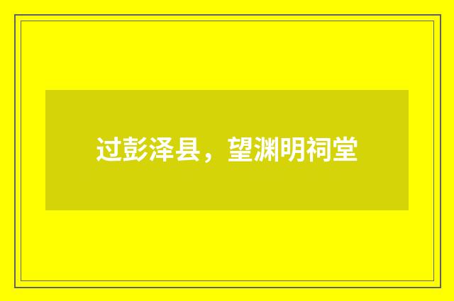 过彭泽县，望渊明祠堂