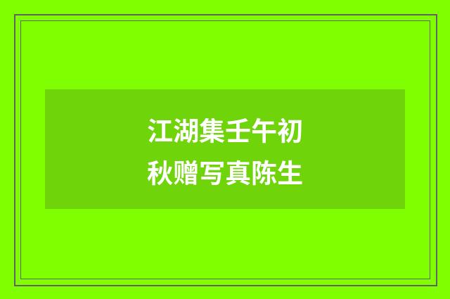 江湖集壬午初秋赠写真陈生