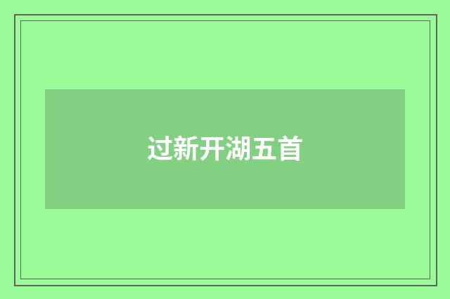 过新开湖五首