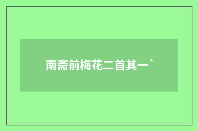 南斋前梅花二首其一`