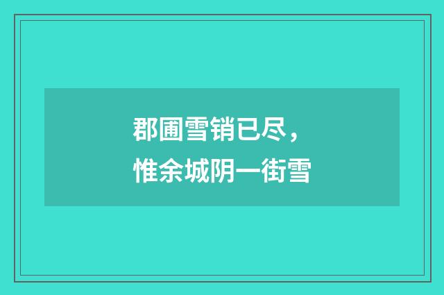 郡圃雪销已尽，惟余城阴一街雪