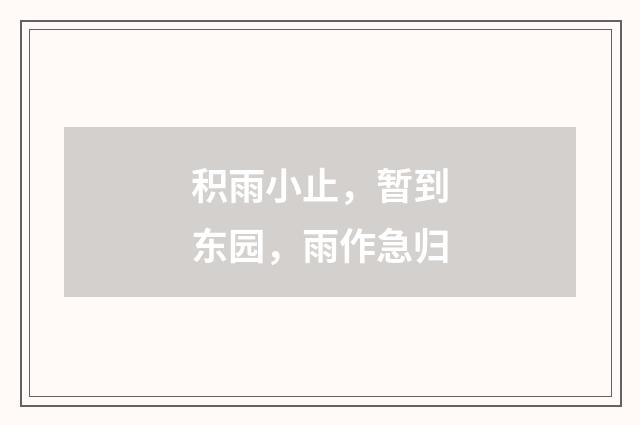 积雨小止，暂到东园，雨作急归