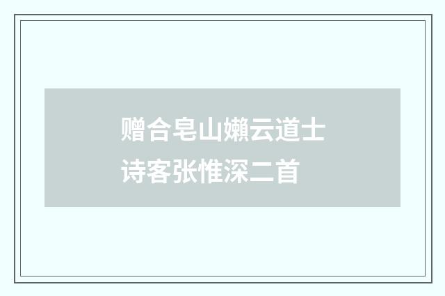 赠合皂山嬾云道士诗客张惟深二首
