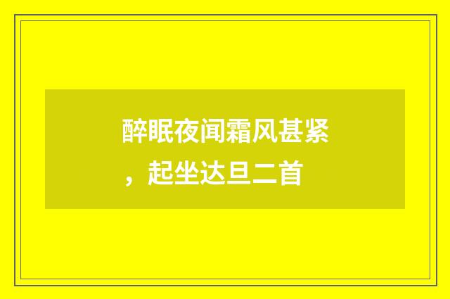 醉眠夜闻霜风甚紧，起坐达旦二首