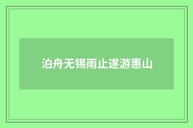 泊舟无锡雨止遂游惠山