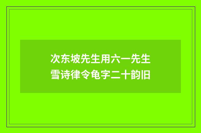 次东坡先生用六一先生雪诗律令龟字二十韵旧