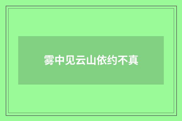 雾中见云山依约不真