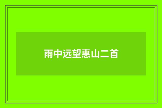 雨中远望惠山二首