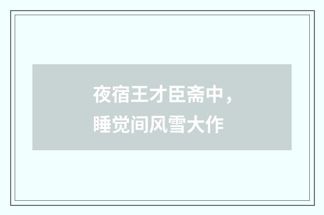 夜宿王才臣斋中，睡觉间风雪大作