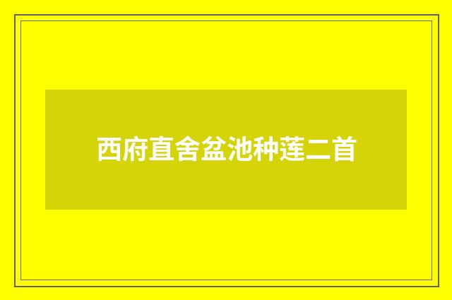 西府直舍盆池种莲二首