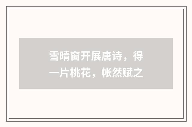 雪晴窗开展唐诗，得一片桃花，帐然赋之