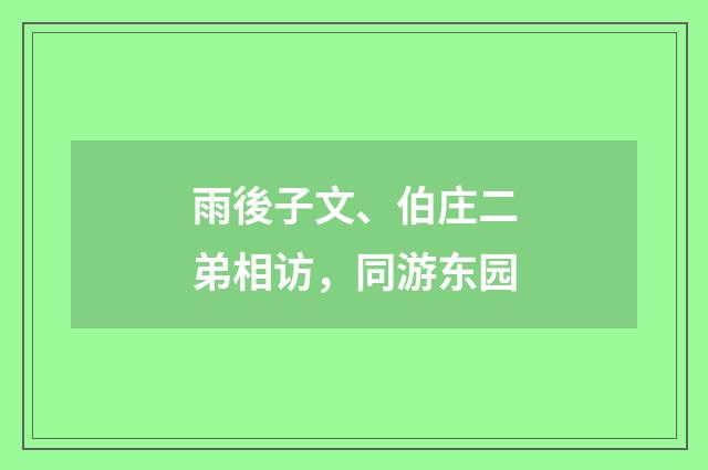 雨後子文、伯庄二弟相访，同游东园