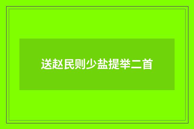 送赵民则少盐提举二首