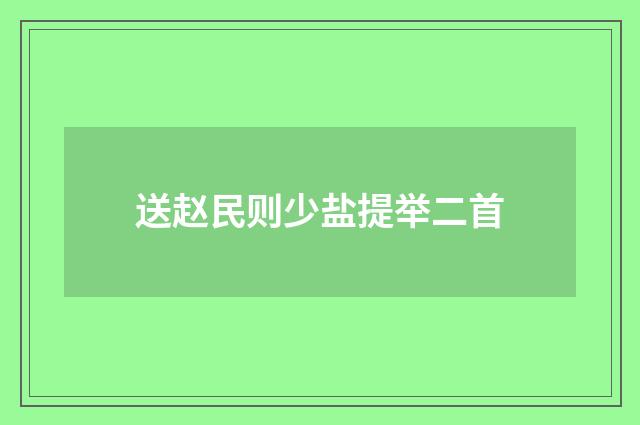 送赵民则少盐提举二首