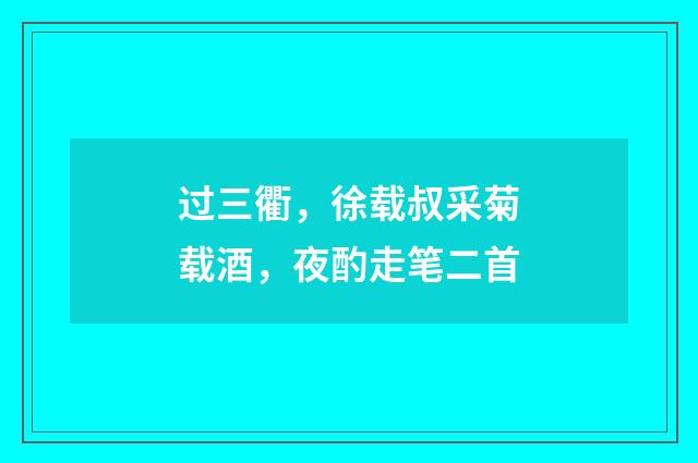 过三衢，徐载叔采菊载酒，夜酌走笔二首