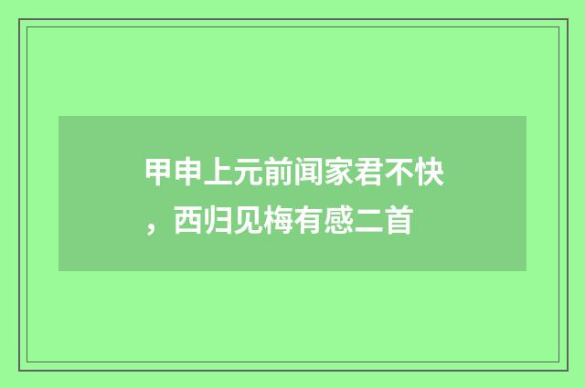 甲申上元前闻家君不快，西归见梅有感二首