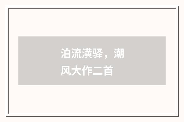 泊流潢驿，潮风大作二首